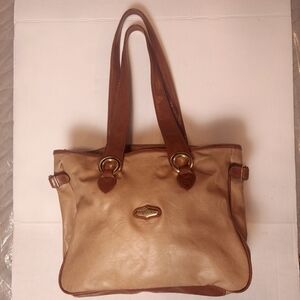 Vintage Capezio Tan Satchel Leather Bag Purse Tote Fully Lined